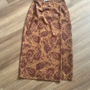 Paisley Print Brown Skirt
